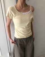 ポイトワンオフショルダー半袖Tシャツ