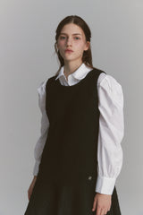 Back Ribbon Tweed Dress Black