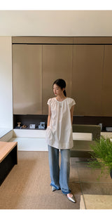 フレンチシャツ ルーズフィット ノースリーブTシャツ