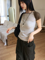 Zver Nagrang color combination see-through short sleeve t-shirt