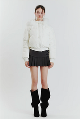 FOX FUR DOWN JACKET white
