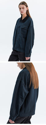 CANVAS COTTON WORK JACKET_BLUE GREEN