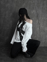 cross stud loose fit long sleeve (2color)