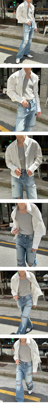 [Unisex] Washing loose crop shirts (4color)