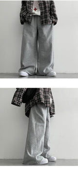 [3-length][S–3XL]NIT カットワイドスウェットパンツ (3 colors)