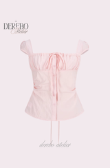 pink sweet bustier sleeveless blouse