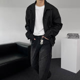GJ5096 Biker incision wide denim (2 colors)