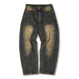 Usual Balloon Front Cut Denim Pants - 4COLOR