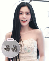 [Aespa Winter, Red Velvet Irene Piercing] Heart Crystal and Ribbon Piercing - Silver