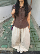 checke roll-up shirt