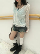 Distressed Washed Denim Hot Pants (3c)