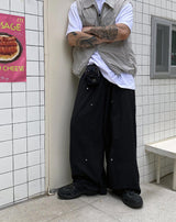 No.0831 BPダブルニーワイドナイロンパンツ