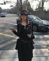 Lace black cotton pants
