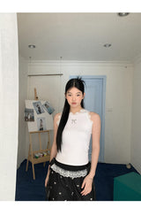 cat lace bow sleeveless tee