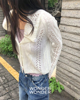 [MADE] ワイソンハイネックパンチングケーブルニットロングスリーブカーディガン
