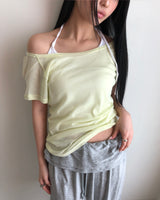 Bizel Halter Neck Strap Sleeveless Top