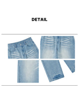 BACK HAND PRINTING WIDE DENIM PANTS