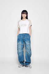 25SS ワイドデニムファティグカーゴパンツ ブルー