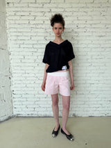 That's neat - Long-Termism V-Neck Convertible Relaxed-Fit Short Sleeve Top (Navy)