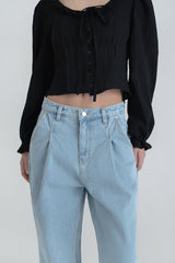 プレリンリボンブラウス_ブラック