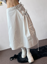 Muti Shirring Pocket H-Line Long Wide Skirt 4color