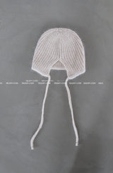 Angora knit earring bonnet