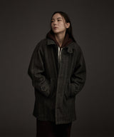 W BALMACAAN HERRINGBONE WOOL CASHMERE HALF COAT BLACK