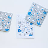 Seal stickers: White puppy, blue, green, 2-sheet set