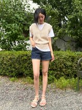 ダークブルードットデニムパンツ code 21100