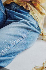 ツインクルストレートデニムパンツ (BLUE)