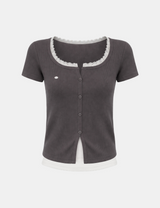 Haze Lace Neck Ribbed T-shirt