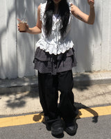 Dot cancan shirring skirt