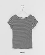 Yurimo Stripe Boat Neck Short Sleeve Tee