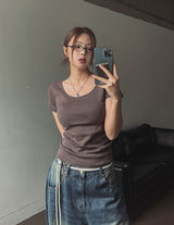 [1+1] Everyday U neck loose fit short sleeve T-shirt