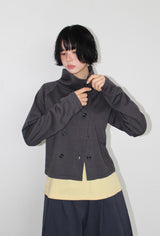 DOUBLE HIGH-NECK CARDIGAN