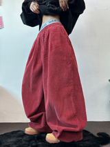 コーデュロイオールバンディングバルーンパンツ ❤🩶💚3COLOR