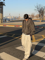 Snap cargo wide sweatpants