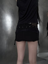 black studded skirt pants