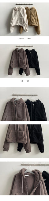 Liwen Mink fur half-crop hooded zip-up