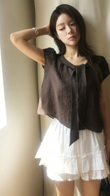 Olive tie blouse