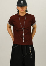 HA ロールアップ レイヤード マッスルフィット ハーフスリーブ Tシャツ