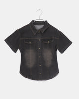 Ladder Slim Fit Pocket Washing Denim Shirt