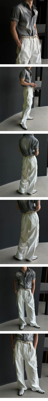 [MUSCLE FIT] Slit snap button denim shirts (3color)