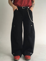 curved dyeing strap wide pants(2colors)