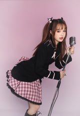 EvilTooth Calling the Sweetheart Leader: Underground Idol in Performance Outfit with Plaid Butterfly Bow and Puffy Skirt