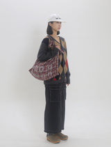 000 Design Check Tie Bag / Burgundy
