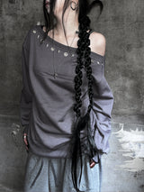 city eyelet off-shoulder mtm (fleece-lined / 4color)