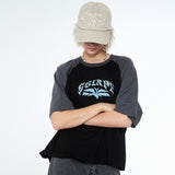Mans Raglan Crop Half Sleeve T Black