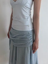 Draped Shirring Skirt - Vintage blue