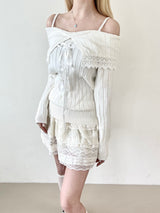 1445. Ribbon off sholder knit